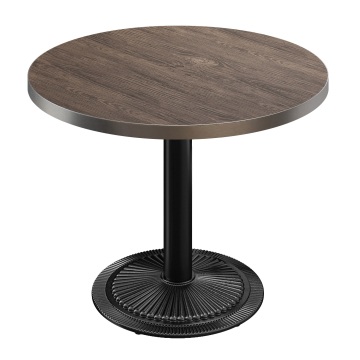 BMX | Bistro Bord | Ø 70 x 78,5 cm | Rund | Rustfrit Stål Kant | Lys Wenge / Sort