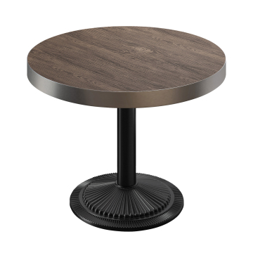 BMX | Bistro Pöytä | Ø 80 x 81 cm | Pyöreä | Ruostumaton teräsreuna | Vaalea wenge / Musta