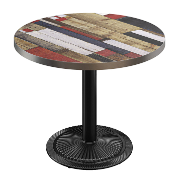 BMX | Bistro Table | Ø 60 x 78.5 cm | Round | Stainless Steel Edge | Vintage Colorful / Black