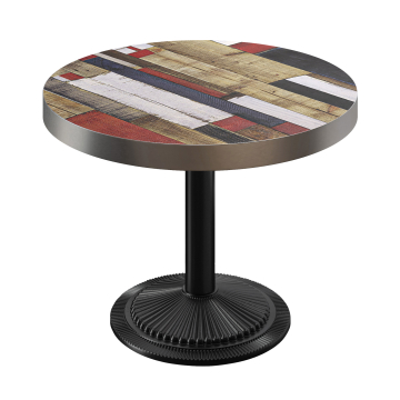 BMX | Bistro Table | Ø 60 x 81 cm | Round | Stainless Steel Edge | Vintage Colorful / Black