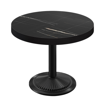 BMX | Bistro Tafel | Ø 70 x 81 cm | Rond | Zwarte Rand | Zwart Marmer / Zwart