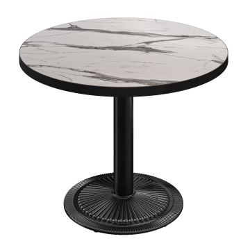 BMX | Bistrobord | Ø 70 x 78,5 cm | Rund | Svart kant | Hvit marmor / Svart