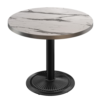 BMX | Bistropöytä | Ø 70 x 78,5 cm | Pyöreä | Ruostumaton teräsreuna | Valkoinen marmori / Musta