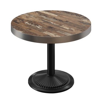 BMX | Bistropöytä | Ø 80 x 81 cm | Pyöreä | Ruostumaton teräsreuna | Vintage Old / Musta