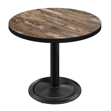 BMX | Mesa Bistro | Ø 60 x 78,5 cm | Redonda | Borde Negro | Vintage Viejo / Negro