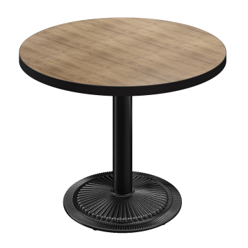 BMX | Table Bistro | Ø 60 x 78,5 cm | Ronde | Bord Noir | Chêne / Noir