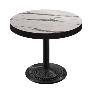 BMX | Tavolo Bistro | Ø 60 x 81 cm | Rotondo | Bordo Nero | Marmo Bianco / Nero