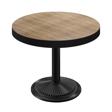 BMX | Tavolo Bistro | Ø 70 x 81 cm | Rotondo | Bordo nero | Quercia / Nero