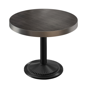 BMX | Tavolo Bistro | Ø 80 x 81 cm | Rotondo | Bordo in acciaio inox | Wenge Nero / Nero