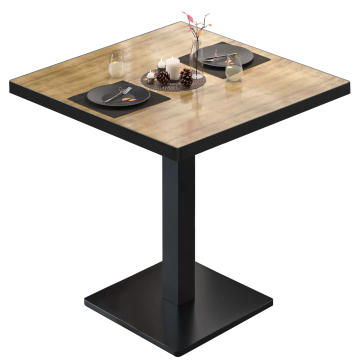MBM | Mesa Bistro | 70 x 70 x 74,5 cm | Melamina | Roble / Negro