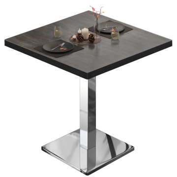 MBM | Mesa Bistro | 70 x 70 x 74,5 cm | Melamina | Wengué / Acero inoxidable