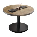 BN | Bistro Loungetafel | Ø:H 80 x 36 cm | Rustfrit stål kant | Eg / Sort