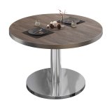BN | Bistro Loungetisch | Ø:H 60 x 32 cm | Edelstahl Rand | Light Wenge / Edelstahl