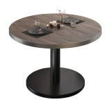 BN | Table basse de bistro | Ø : H 80 x 36 cm | Bord en acier inoxydable | Light Wenge / Noir