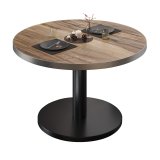 BN | Table basse Bistro Loungetisch | ø : 80 x 36 cm | Bord en acier inoxydable | Sheesham / Noir