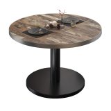 BN | Bistro Loungetisch | Ø:H 80 x 32 cm | Edelstahl Rand | Vintage Old / Schwarz