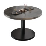 BN | Bistro Loungetisch | Ø:H 80 x 32 cm | Edelstahl Rand | Wenge / Schwarz