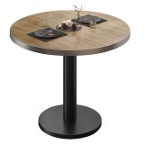 BN | Stół Bistro | ∅: H 80 x 72 cm | Obrzeże ze stali nierdzewnej | Dąb / Czarny | Okrągły