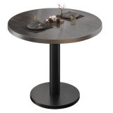 BN | Stół Bistrot | Ø :H 80 x 72 cm | Brzeg ze stali nierdzewnej | Wenge / Czarny | Okrągły