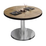 BN | Bistro Loungetisch | Ø:H 80 x 36 cm | Svart kant | Ek / R(fr)ål