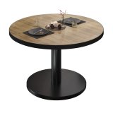 BN | Bistro Loungetisch | Ø:H 60 x 32 cm | Schwarzer Rand | Eiche / Schwarz