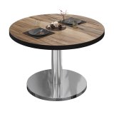 BN | Bistro Loungetisch | Ø:H 60 x 32 cm | Schwarzer Rand | Sheesham / Edelstahl