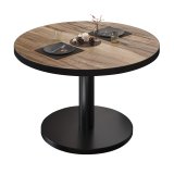 BN | Bistro Loungetisch | Ø:H 80 x 32 cm | Schwarzer Rand | Sheesham / Schwarz