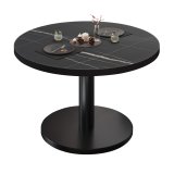 BN | Bistro Loungetisch | Ø:H 60 x 32 cm | Schwarzer Rand | Schwarz Marmor / Schwarz
