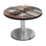 BN | Bistro Loungetisch | Ø:H 60 x 32 cm | Schwarzer Rand | Vintage Bunt / Edelstahl