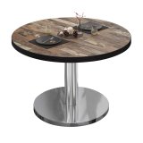 BN | Bistro Loungetisch | Ø:H 60 x 32 cm | Schwarzer Rand | Vintage Old / Edelstahl