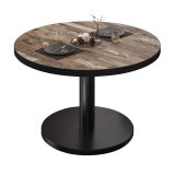 BN | Bistro Loungetisch | Ø:H 80 x 32 cm | Schwarzer Rand | Vintage Old / Schwarz