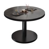 BN | Bistro Loungetisch | Ø:H 60 x 32 cm | Schwarzer Rand | Wenge / Schwarz
