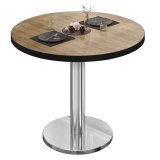 BN | Stół bistro | Ø:H 80 x 72 cm | Czarna krawędź | Dąb / Stal nierdzewna | Okrągły