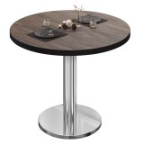 BN | Stół Bistrowy | Ø: H 70 x 72 cm | Czarna krawędź | Light Wenge / Stal nierdzewna | Okrągły
