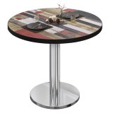 BN | Stół bistro | Ø: H 70 x 72 cm | Czarna krawędź | Vintage wątów / Stal nierdzewna | Okrągły