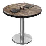 BN | Bistrotisch | Ø:H 60 x 72 cm | Zwarte rand | Vintage oud / roestvrij staal | Rond