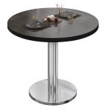 BN | Stół bistro | Ø: H 70 x 72 cm | Czarna krawędź | Wenge / Stal nierdzewna | Okrągły