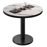BN | Bistrotisch | Ø:H 60 x 72 cm | Bordo nero | Marmo bianco / Nero | Rotondo