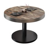 BN | Bistro Loungetisch | Ø:H 70 x 32 cm | Edelstahl Rand | Vintage Old / Schwarz