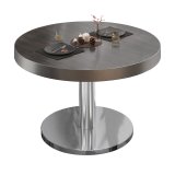 BN | Bistro Loungetisch | Ø:H 70 x 32 cm | Edelstahl Rand | Wenge / Edelstahl