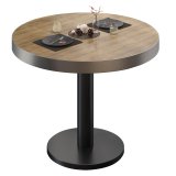 BN | Bistrotafel | Ø:H 60 x 72 cm | Rvs Rand | Eiken / Zwart | Rond