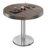 BN | Bistrotisch | Ø:H 60 x 72 cm | Roestvrijstalen rand | Light Wenge / Roestvrij staal | Rond