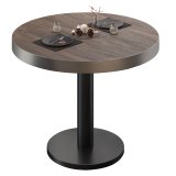 BN | Bistrotafel | Ø:H 60 x 72 cm | RVS Rand | Light Wenge / Zwart | Rond