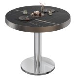 BN | Bistrotisch | Ø:H 60 x 72 cm | Rvs Rand | Zwart Marmer / Rvs | Rond