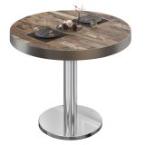 BN | Bistrotisch | ØH 60 x 72 cm | Rvs rand | Vintage oud / Rvs | Rond