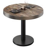 BN | Bistrotisch | ø:H 60 x 72 cm | Rvs Rand | Vintage Oud / Zwart | Rond