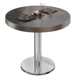 BN | Bistrotisch | Ø:H 60 x 72 cm | RVS Rand | Wenge / RVS | Rond