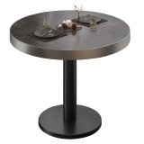 BN | Tavolo bistrot | Ø:H 60 x 72 cm | Bordo in acciaio inox | Wenge / Nero | Rotondo