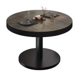 BN | Bistro Loungetisch | Ø:H 80 x 32 cm | Schwarzer Rand | Light Wenge / Schwarz