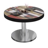 BN | Bistro Loungetisch | Ø:H 80 x 32 cm | Schwarzer Rand | Vintage Bunt / Edelstahl